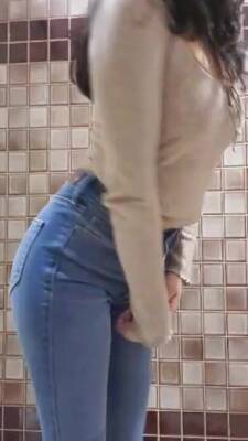 Showing Off Her Ass In Tight Denim Jeans on vidfreenow.com