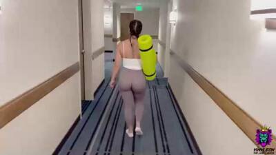 Instead of doing her yoga routine, busty brunette is having casual sex with her personal trainer on vidfreenow.com