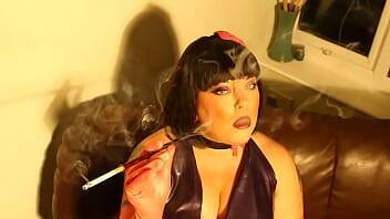 Latex Clad BBW Tina Snua Smoking A Cork Cigarette In A Long Holder - Glove Fetish - Britain on vidfreenow.com