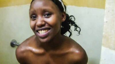 Ebony babe smiles before hardcore pounding in hotel bathroom on vidfreenow.com