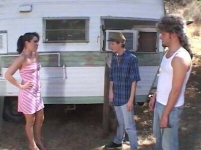 Hot trailer girl Ashley gets tight holes fucked by rednecks on vidfreenow.com