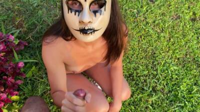 Halloween Special By The Horny Travelers Biker Fucks A Weirdo With A Mask On Paradise on vidfreenow.com