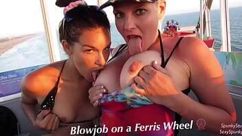 Must See! Risky Public Double Blowjob on a Ferris Wheel with Teen & MILF on vidfreenow.com