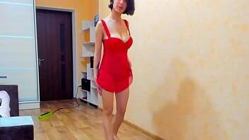 Myla Angel's Hot striptease in red dress and sportwear! on vidfreenow.com