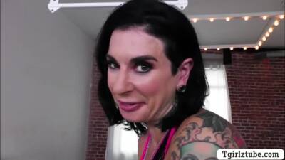 Tattooed milf fucked by super star shemale on vidfreenow.com