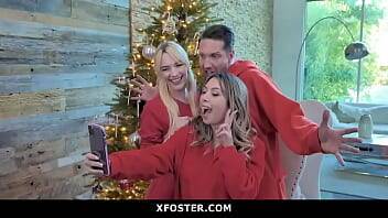 Cute Adopted Daughter Joins Her Foster Parents For Christmas Fuck on vidfreenow.com