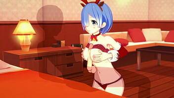 Re:Zero Rem rides cock and gets a creampie for Christmas. on vidfreenow.com