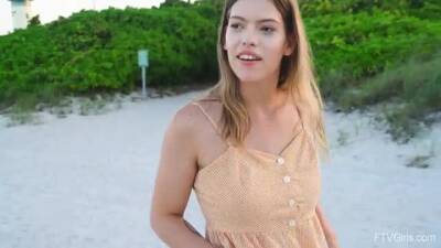 Magnificent bikini model, Leah got naked on the beach and did some nude posing and teasing on vidfreenow.com