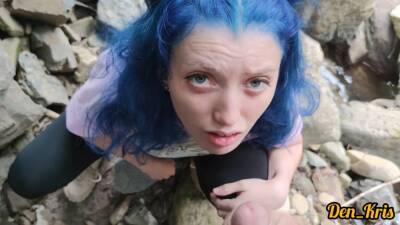 Cute Schoolgirl With Blue Hair Gives Blowjob And Sex To Get Cum On Face on vidfreenow.com