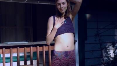 Cute Hippie Dancing In Skirt On Wooden Porch on vidfreenow.com