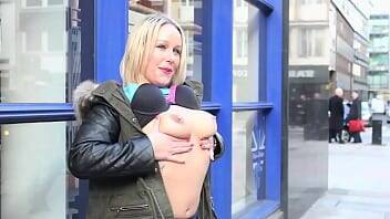 Busty pisses and strips in front of everyone without shame - Britain on vidfreenow.com