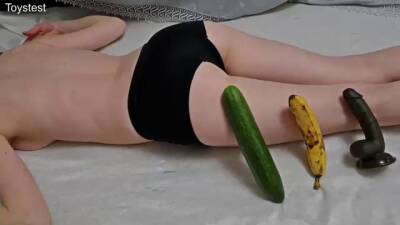 Hot girl is getting various fruits and vegetables inside her pussy, because it feels so fucking good on vidfreenow.com