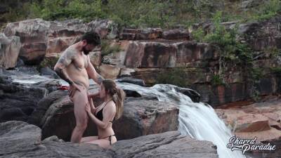 Blonde With Big Natural Breasts Makes Risky Public Sex In A Public Waterfall on vidfreenow.com