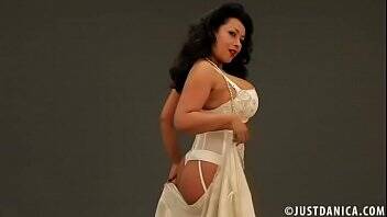 Danica Collins (Donna Ambrose) in silk lingerie striptease - Britain on vidfreenow.com