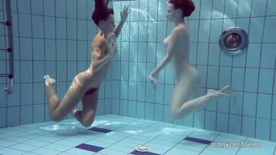 Katrin Swims And Strips Lucy In The Swimming Pool on vidfreenow.com