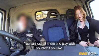 Hot ginger gets fucked in cops van - Madrid on vidfreenow.com