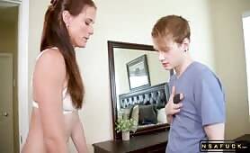 Yummy Stepmom Lends Son a Helping Hand p2 on vidfreenow.com