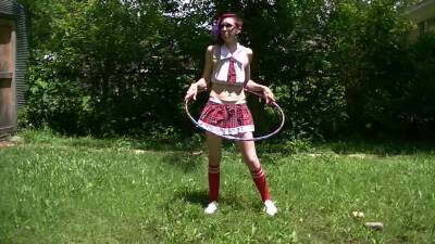 School Girl Milf Outside Hula Hoop And Trampoline on vidfreenow.com