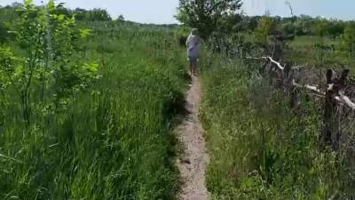 Chubby blonde is sucking a rock hard dick in the nature, before getting stuffed with it on vidfreenow.com