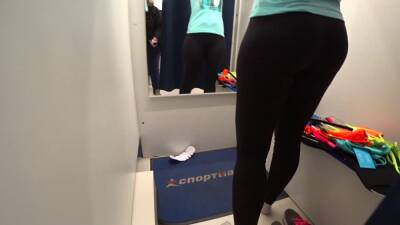 Mature milf and her young daughter in a public fitting room. Different swimsuits and mini bikinis on sexy big ass. - Russia on vidfreenow.com