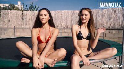 Skinny Brunette MAMACITAZ (Kira Parvati) And (Aruna Aghora) Enjoy Lesbian Sex On The Trampoline - Russia on vidfreenow.com