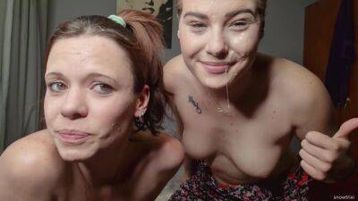 Two Pale Topless Sluts Showing Love By Spitting On Each Others Faces on vidfreenow.com