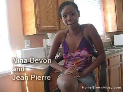 Cute ebony amateur gets stuffed by a big white cock on vidfreenow.com