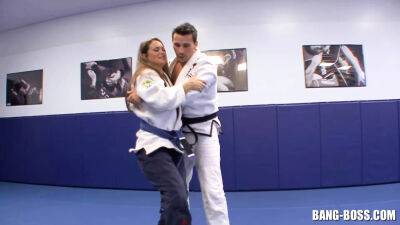 Karate Trainer fucks his Student right after ground fight on vidfreenow.com