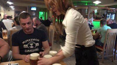 Cute waitress agrees to take several dicks in the bar on vidfreenow.com