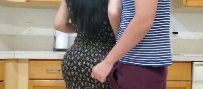 Voluptuous mommy is banged by her randy stepson in the kitchen while making dinner on vidfreenow.com