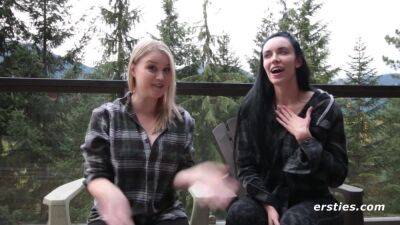 Lesbian Couple Enjoy Far Away Sex - Blonde and brunette flirting outdoors - Germany on vidfreenow.com