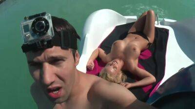 Hot Blonde Big Sexy Tits Threesome Sex On Pedal Boat on vidfreenow.com