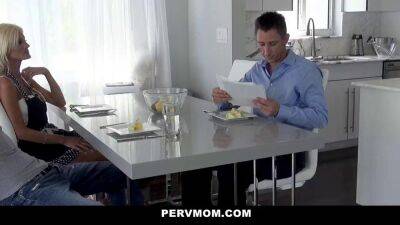 PervMom Horny Blonde Milf Jerks Stepson At Table on vidfreenow.com