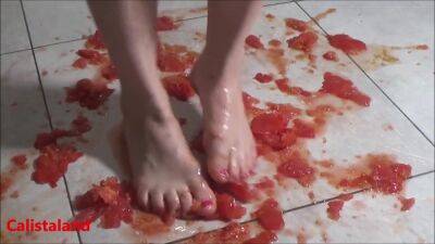 Several Tomatoes Are Crushed Under My Wonderful Bare Feet on vidfreenow.com