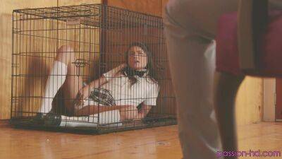 Caged teen fucked and gagged in her first family maledom on vidfreenow.com