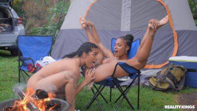 Dashing young ebony dolls turn camping trip into sexual fantasy on vidfreenow.com