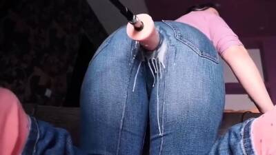 Creamy Squirt Dripping from MILF Jeans from Mechanical Dick on vidfreenow.com