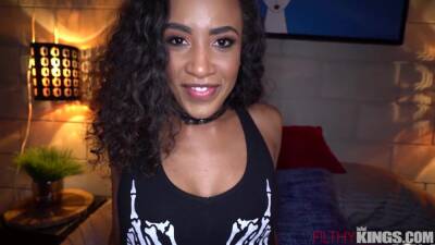 Ebony Teen Takes Big Dick Pounding Early in Porn Career - Rough sex on vidfreenow.com