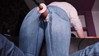 Machine Dick through her Jeans makes Mom Cream so Hard on vidfreenow.com