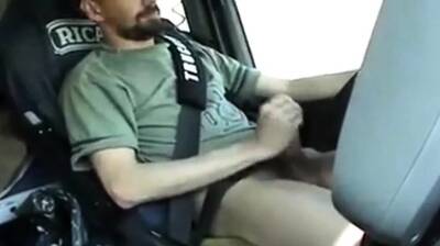 Str8 French trucker jerks his cock while driving - France on vidfreenow.com