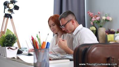 Jessie Way - Redhead's studies were interrupted by a cock on vidfreenow.com