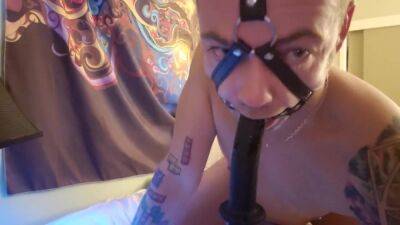 Horny tattooed man loves BDSM and playing with adult toys on vidfreenow.com