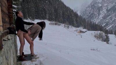 Couple enjoys hidden passionate lovemaking during winter mountain trip on vidfreenow.com