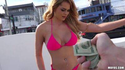 Skyla Novea Bikini Blonde Flashes for Cash on vidfreenow.com