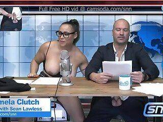 Camsoda-Newscaster rides sybian during news on vidfreenow.com