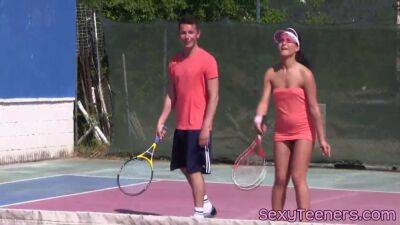 Fourway teens pussyfucked on tennis court on vidfreenow.com