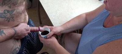 He cums in my coffee glass after jerking off - Russia on vidfreenow.com