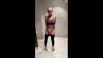 Crazy slut bald doll squirting in male public urinal, slut with big tits on vidfreenow.com