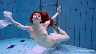 Redhead Marketa In A White Dress In The Pool - Russia on vidfreenow.com