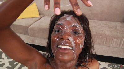 Best facial for this skinny ebony during her first gangbang special on vidfreenow.com